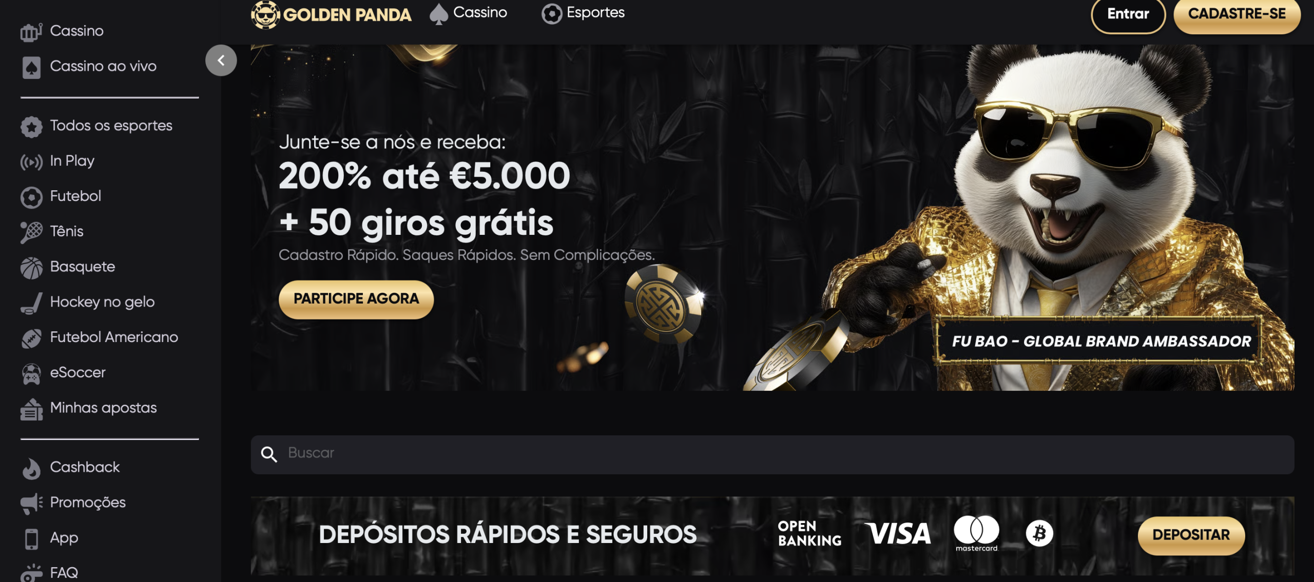 Golden Panda - Apostas em Portugal com Cashback Semanal e Bónus de 200%